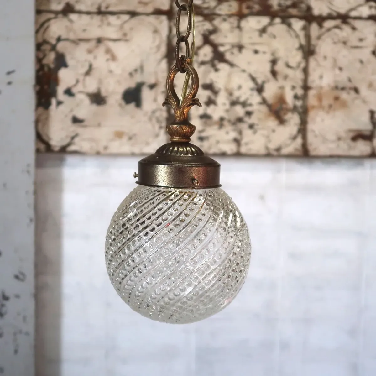 アンティーク クリアガラス ペンダントランプ
