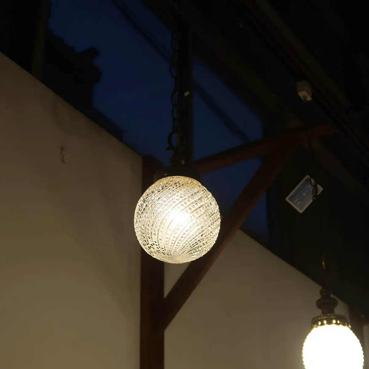 アンティーク クリアガラス ペンダントランプ