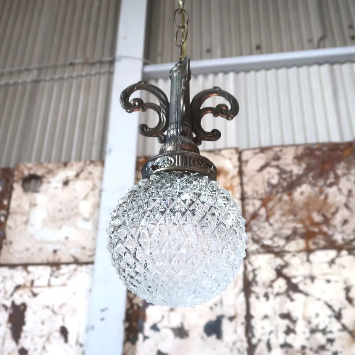 アンティーク カットガラスランプ クリアガラス