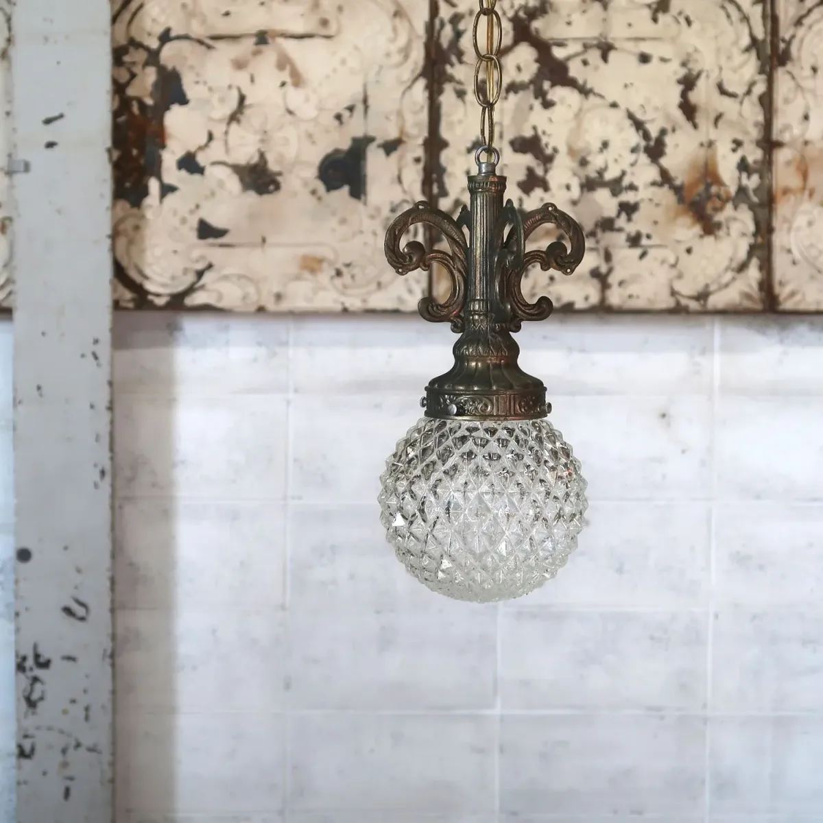 アンティーク カットガラスランプ クリアガラス