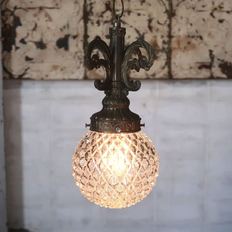 アンティーク カットガラスランプ クリアガラス