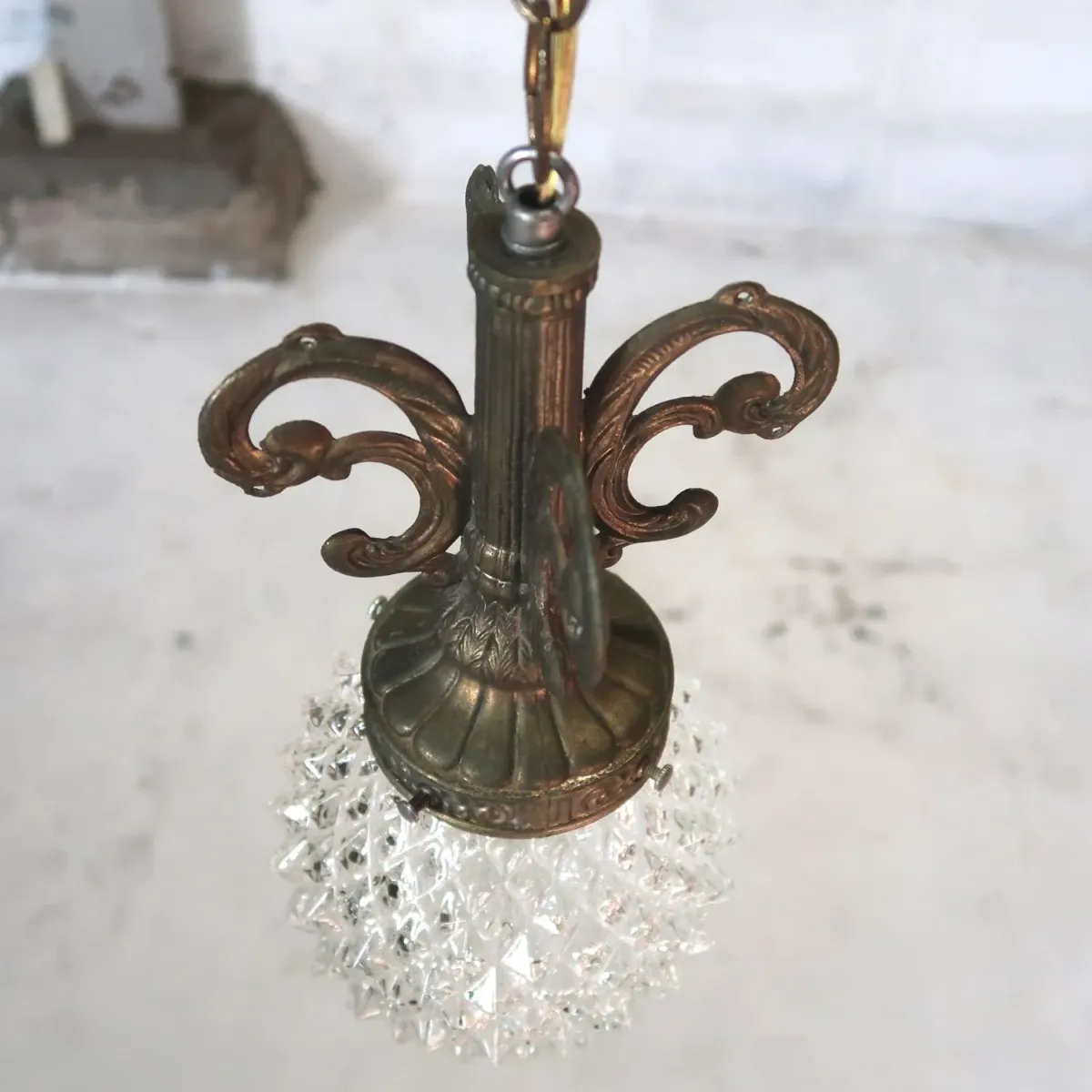 アンティーク カットガラスランプ クリアガラス