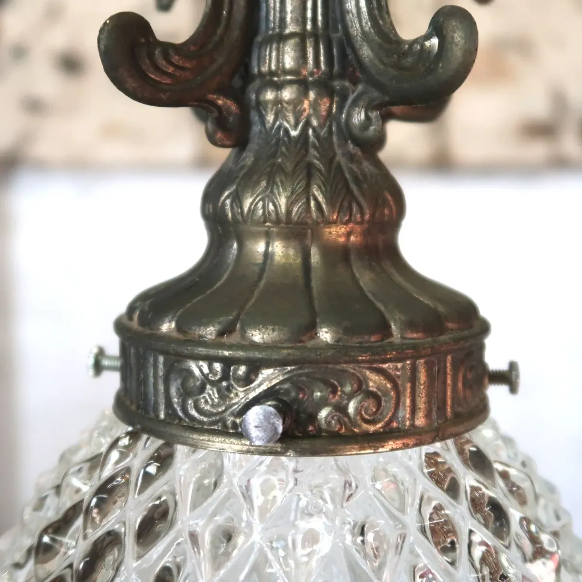 アンティーク カットガラスランプ クリアガラス