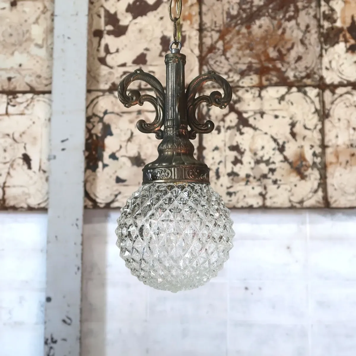 アンティーク カットガラスランプ クリアガラス