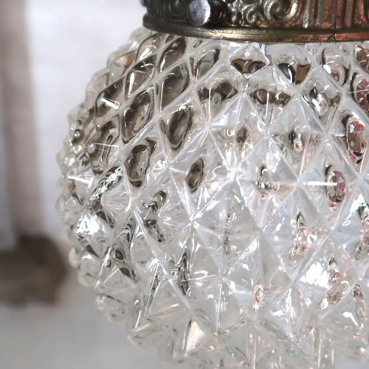 アンティーク カットガラスランプ クリアガラス
