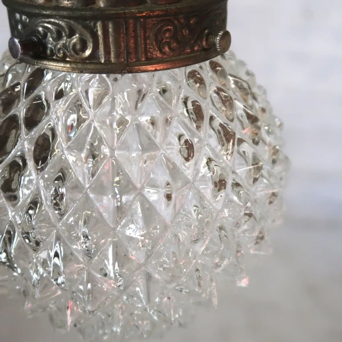 アンティーク カットガラスランプ クリアガラス