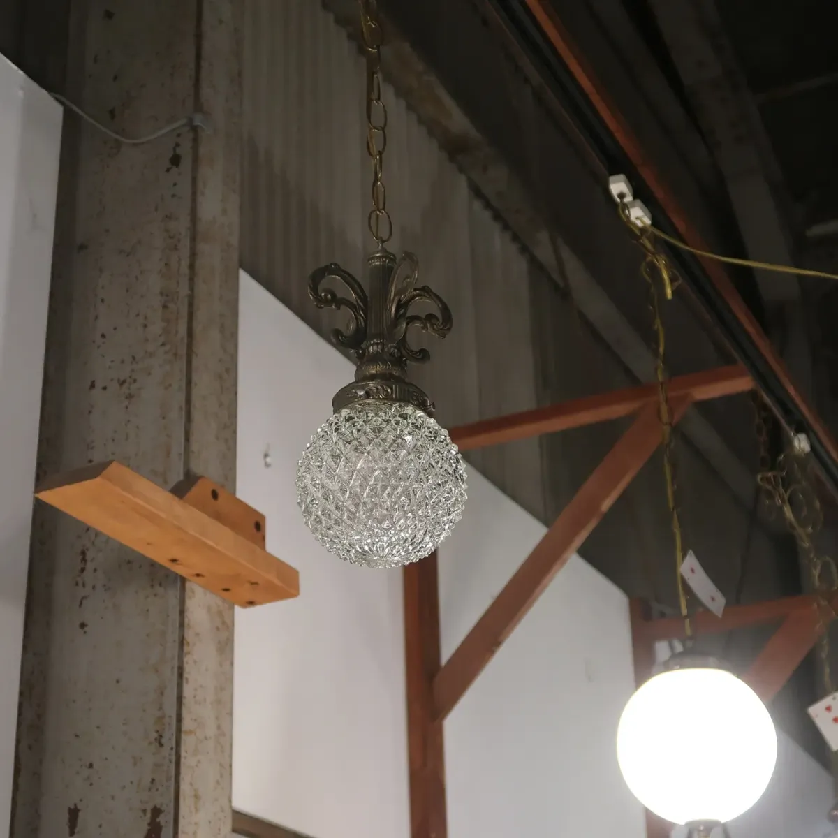 アンティーク カットガラスランプ クリアガラス