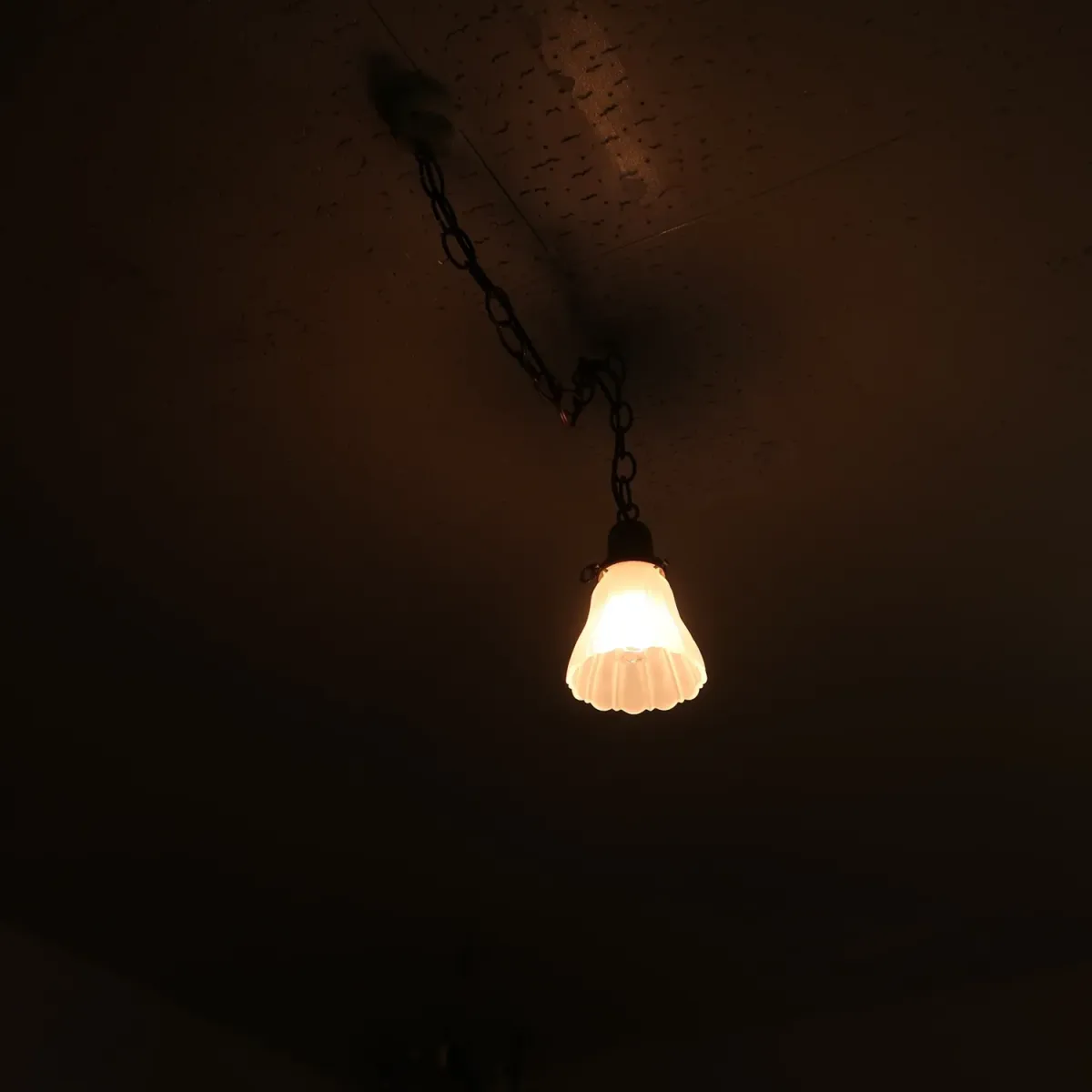 アンティーク フロストガラス ペンダントランプ