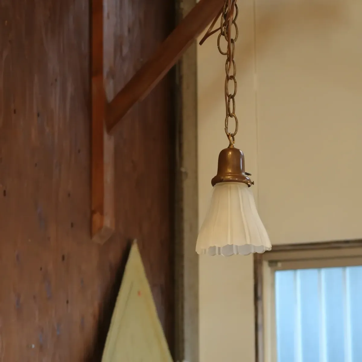アンティーク フロストガラス ペンダントランプ