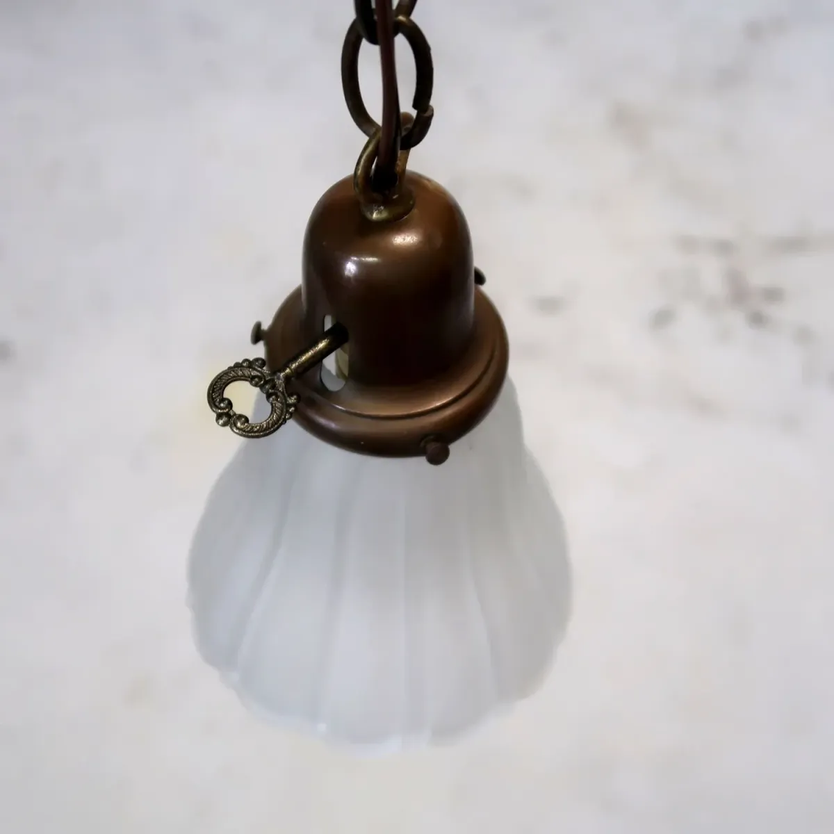 アンティーク フロストガラス ペンダントランプ