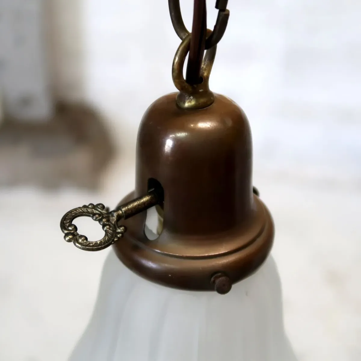 アンティーク フロストガラス ペンダントランプ