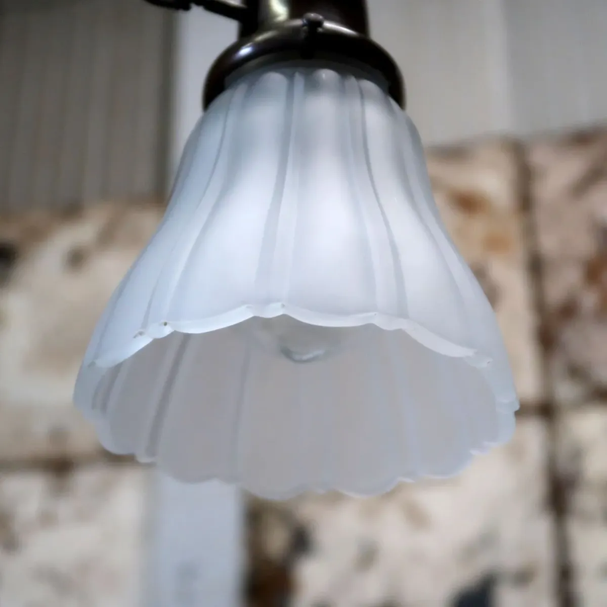 アンティーク フロストガラス ペンダントランプ