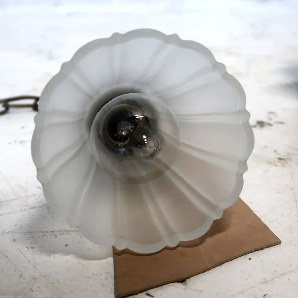 アンティーク フロストガラス ペンダントランプ