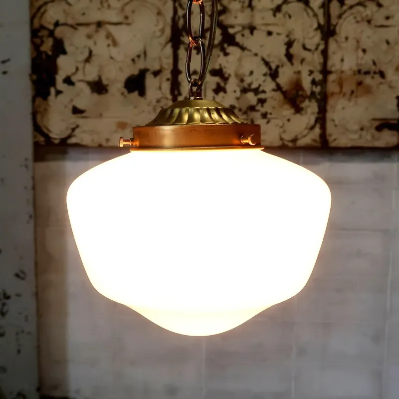 アンティーク ミルクガラス ペンダントランプ