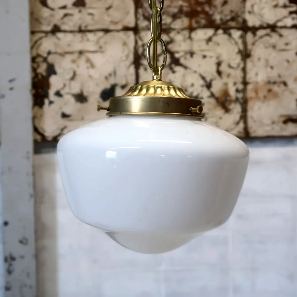 アンティーク ミルクガラス ペンダントランプ