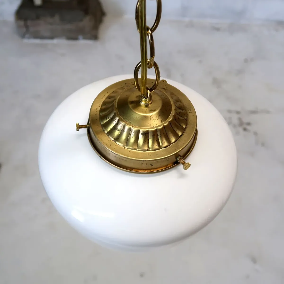 アンティーク ミルクガラス ペンダントランプ