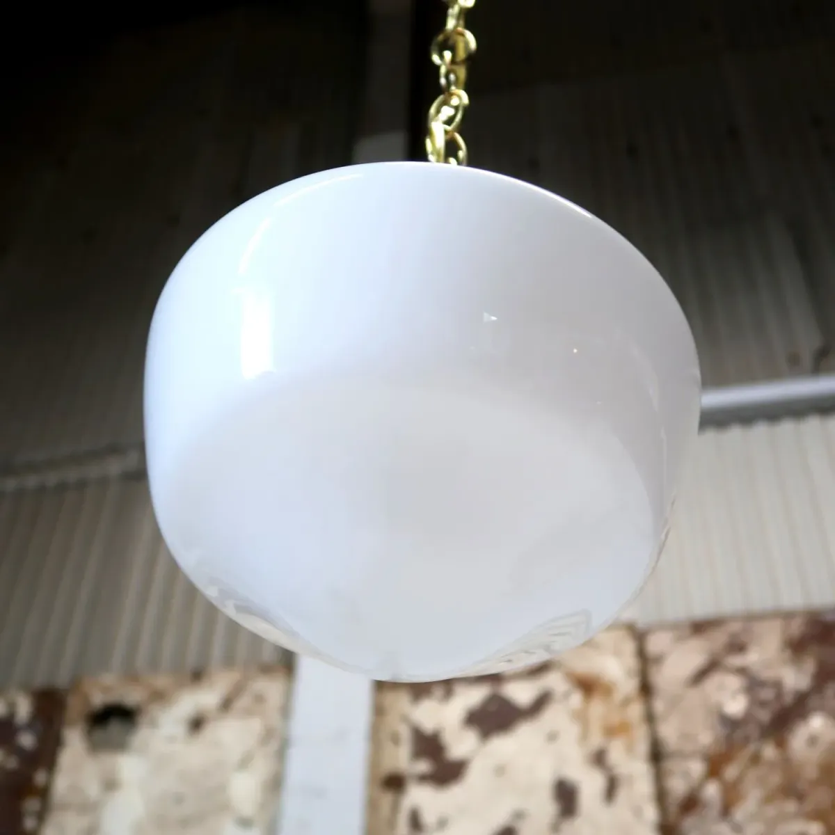 アンティーク ミルクガラス ペンダントランプ