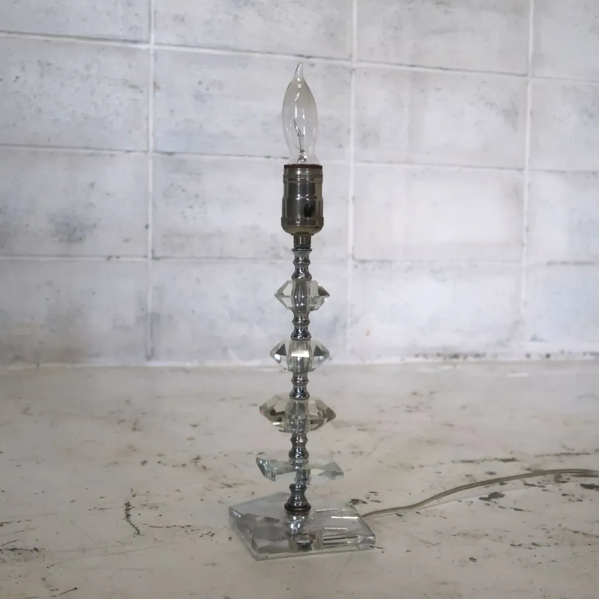 アンティーク ガラスベース テーブルランプ