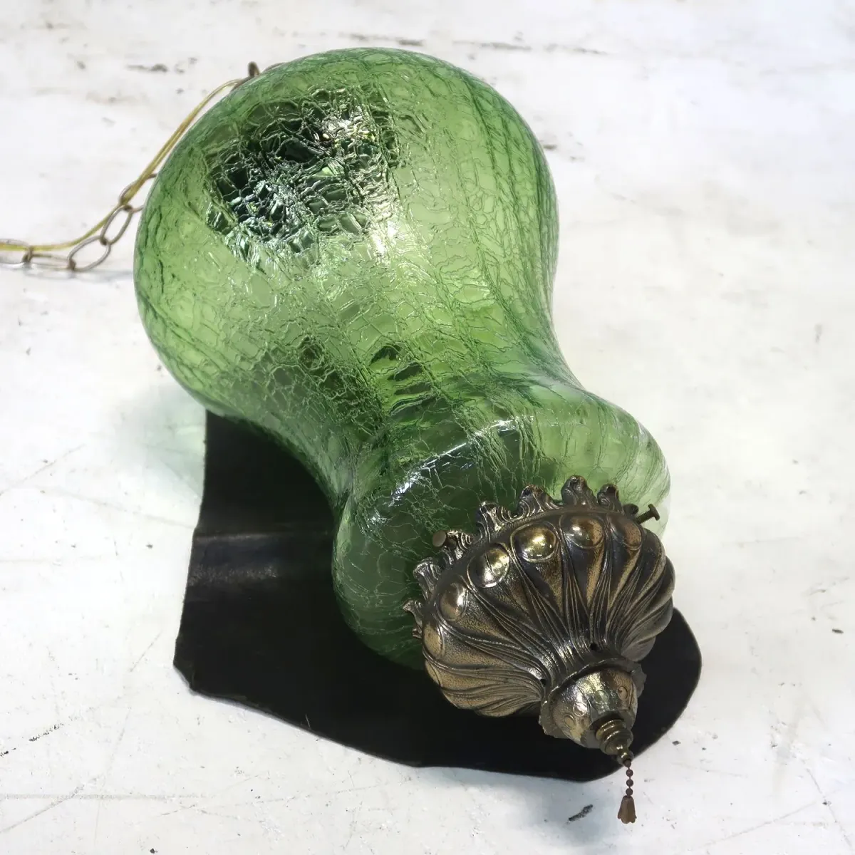 アンティーク クラックガラスランプ グリーン