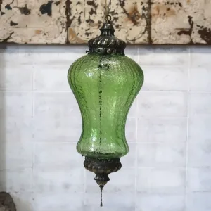 アンティーク クラックガラスランプ グリーン