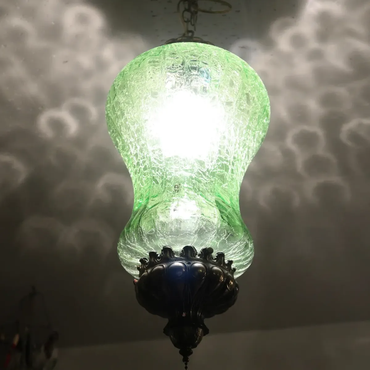 アンティーク クラックガラスランプ グリーン