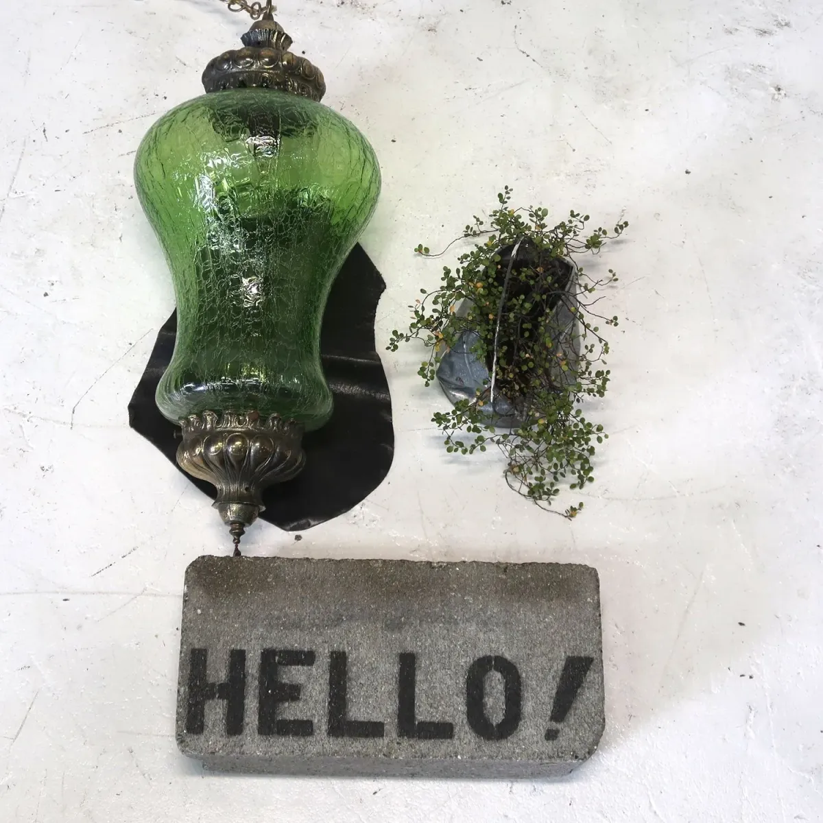 アンティーク クラックガラスランプ グリーン