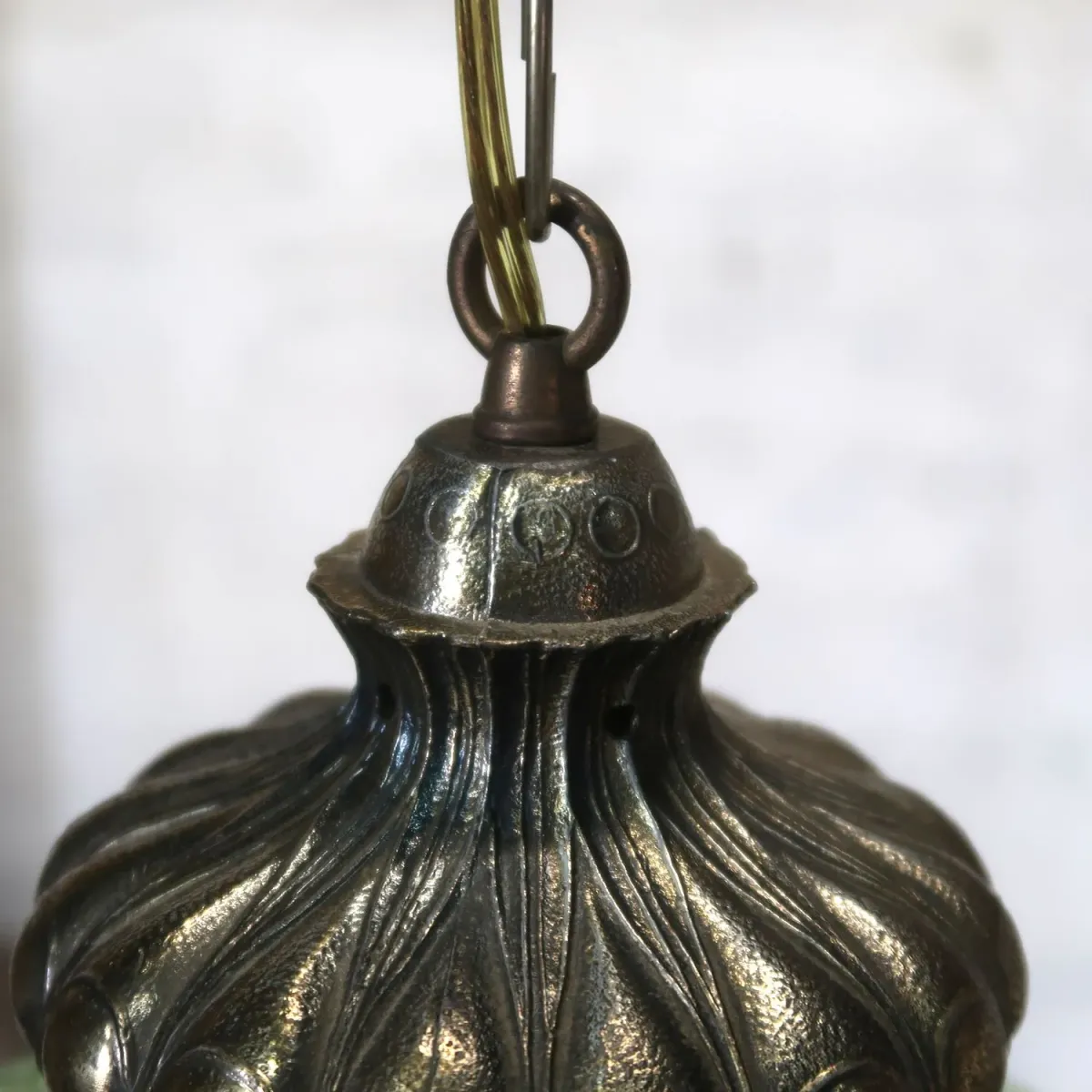 アンティーク クラックガラスランプ グリーン