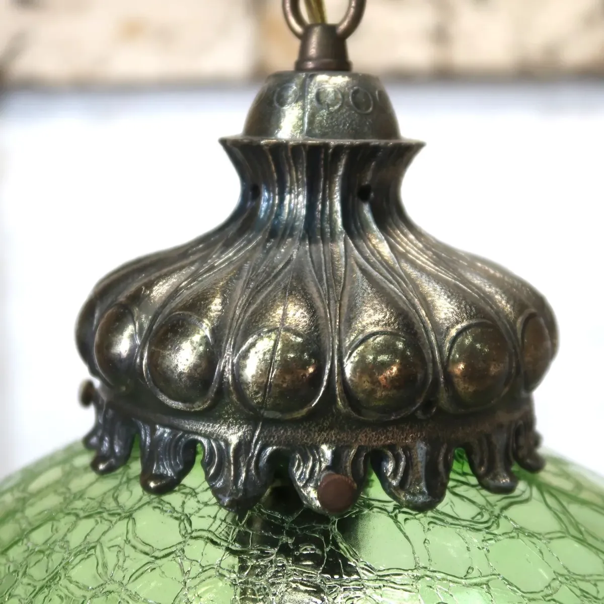 アンティーク クラックガラスランプ グリーン