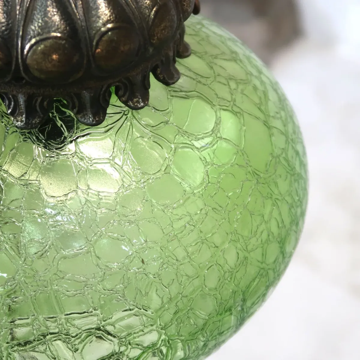 アンティーク クラックガラスランプ グリーン