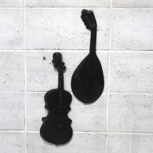 アンティーク 楽器モチーフ ウォールデコ 2個セット