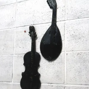 アンティーク 楽器モチーフ ウォールデコ 2個セット