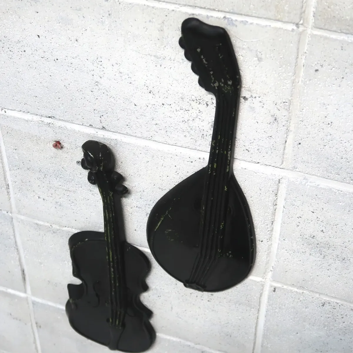 アンティーク 楽器モチーフ ウォールデコ 2個セット