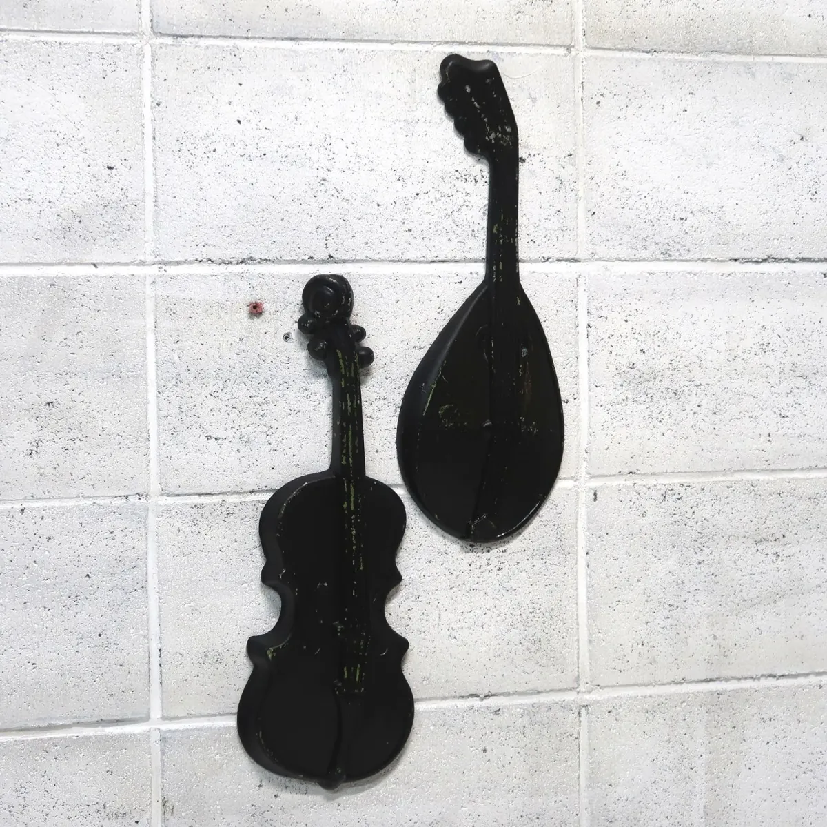 アンティーク 楽器モチーフ ウォールデコ 2個セット