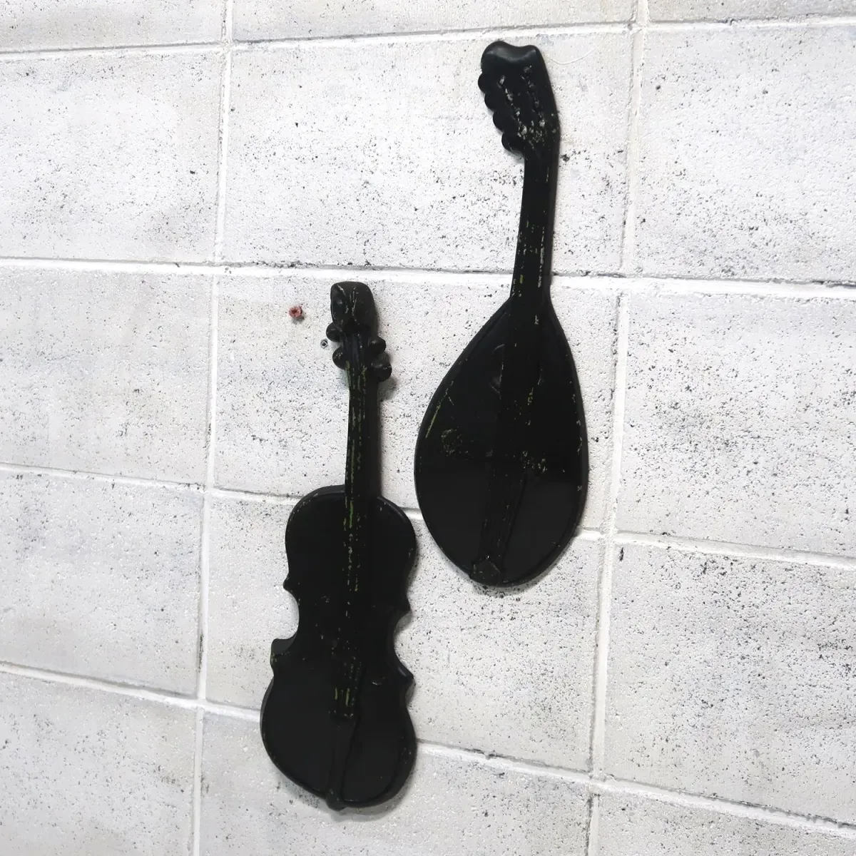 アンティーク 楽器モチーフ ウォールデコ 2個セット