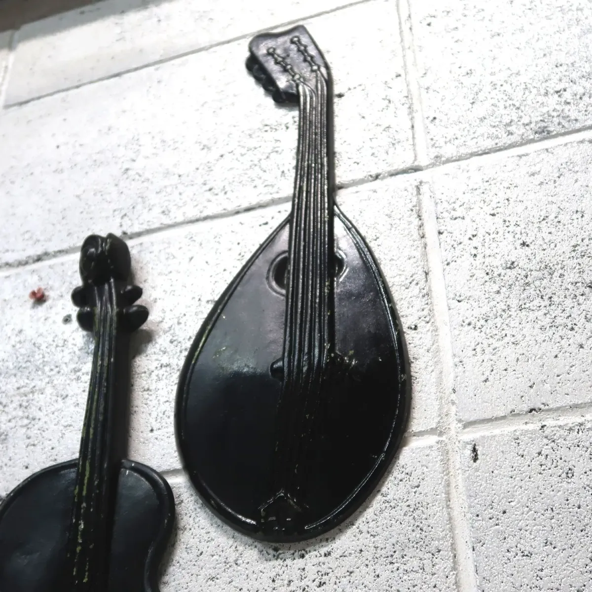 アンティーク 楽器モチーフ ウォールデコ 2個セット