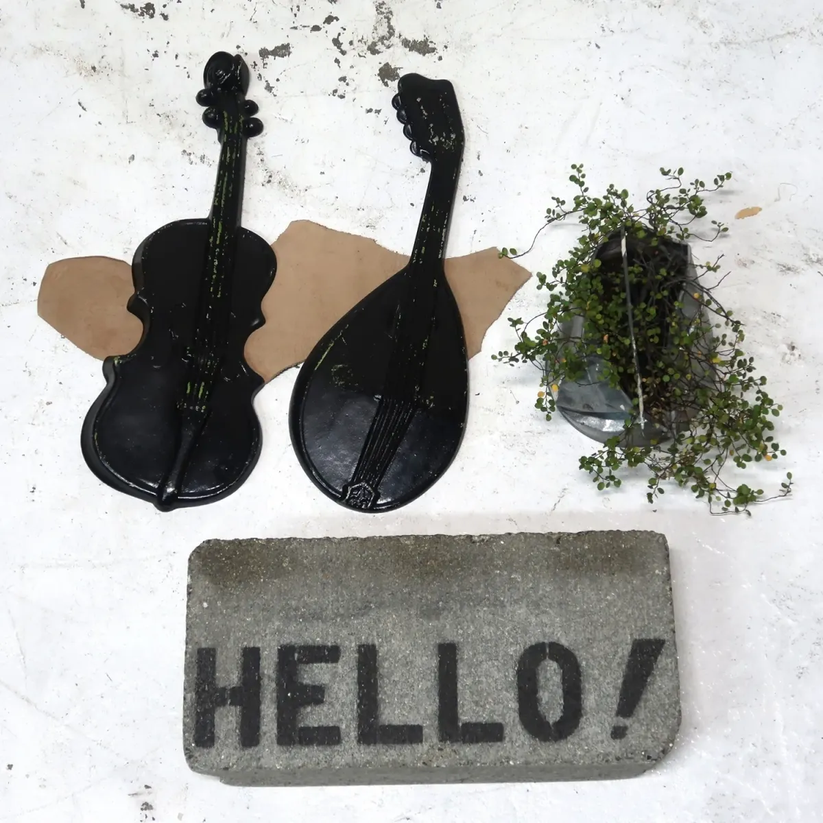 アンティーク 楽器モチーフ ウォールデコ 2個セット