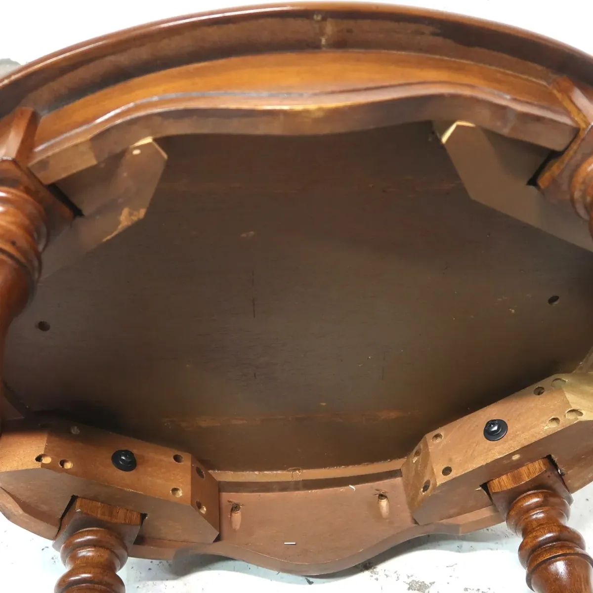 アンティーク ウッド×ラタン サイドテーブル