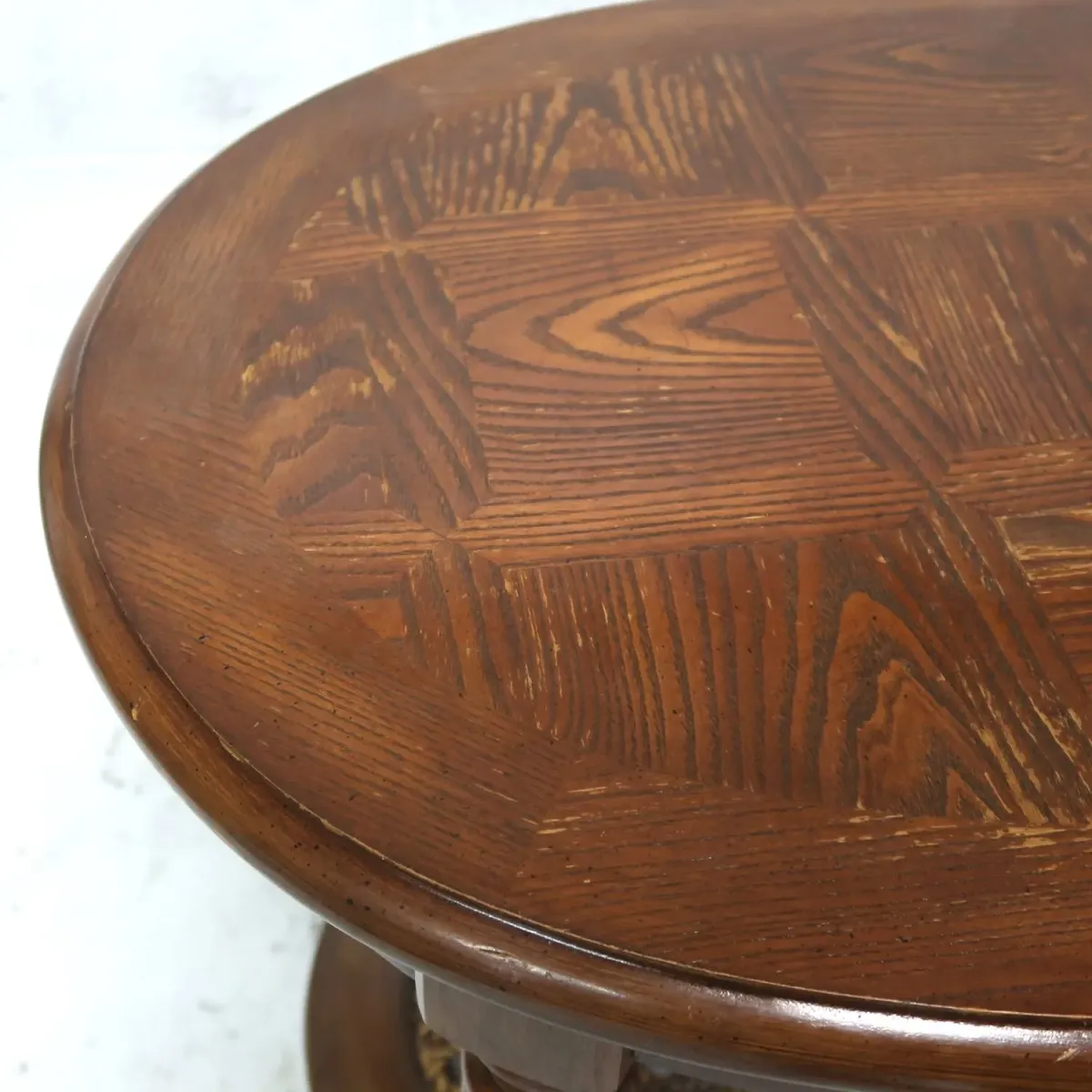 アンティーク ウッド×ラタン サイドテーブル