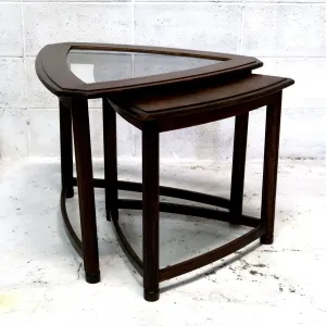 HERITAGE アンティーク ネストテーブル ガラストップ