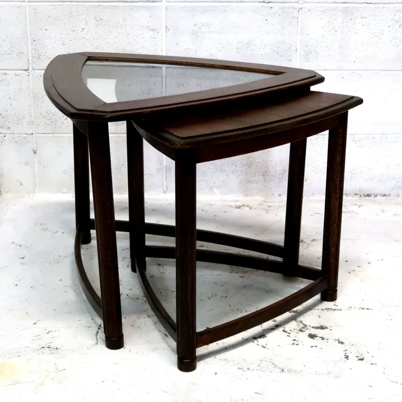 HERITAGE アンティーク ネストテーブル ガラストップ