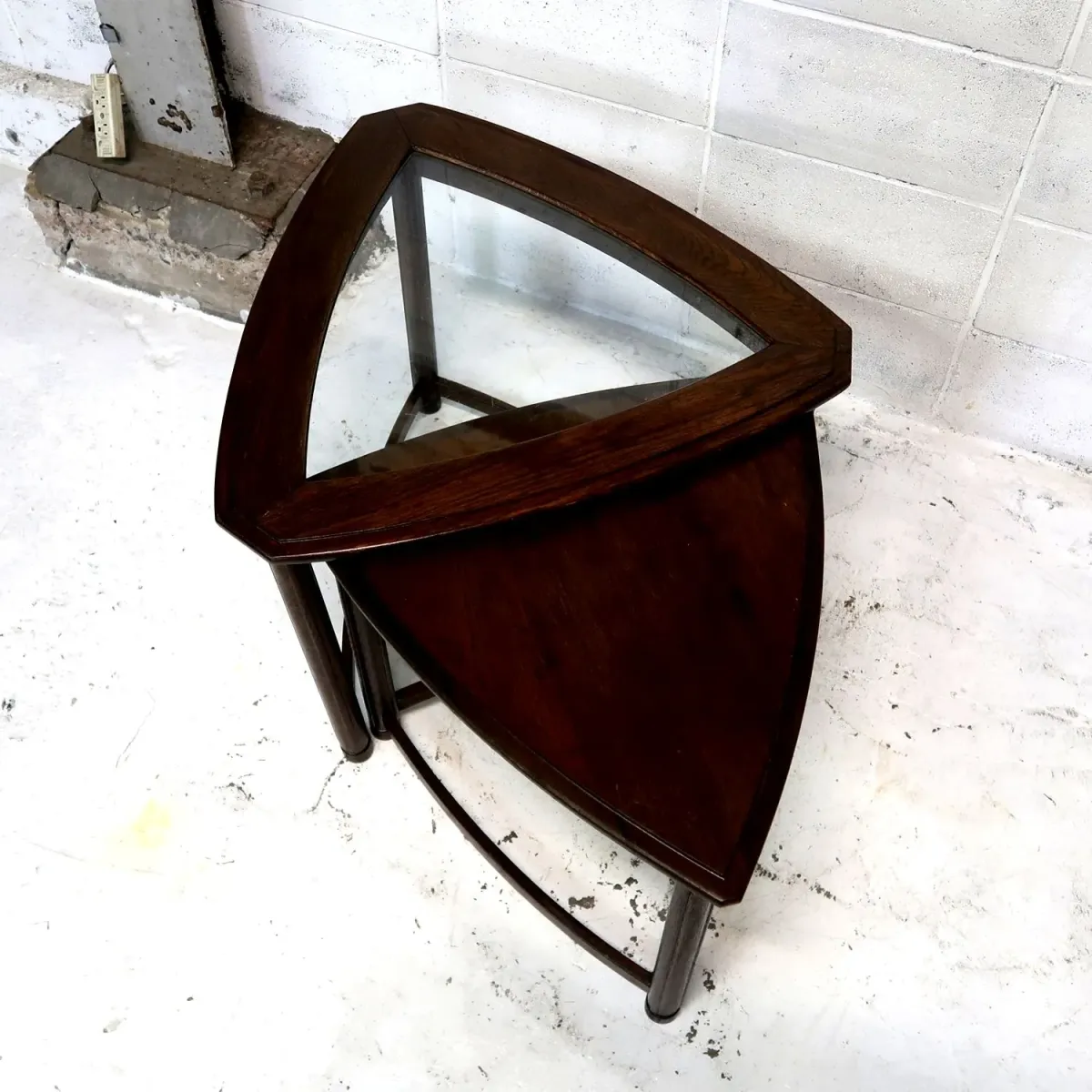 HERITAGE アンティーク ネストテーブル ガラストップ