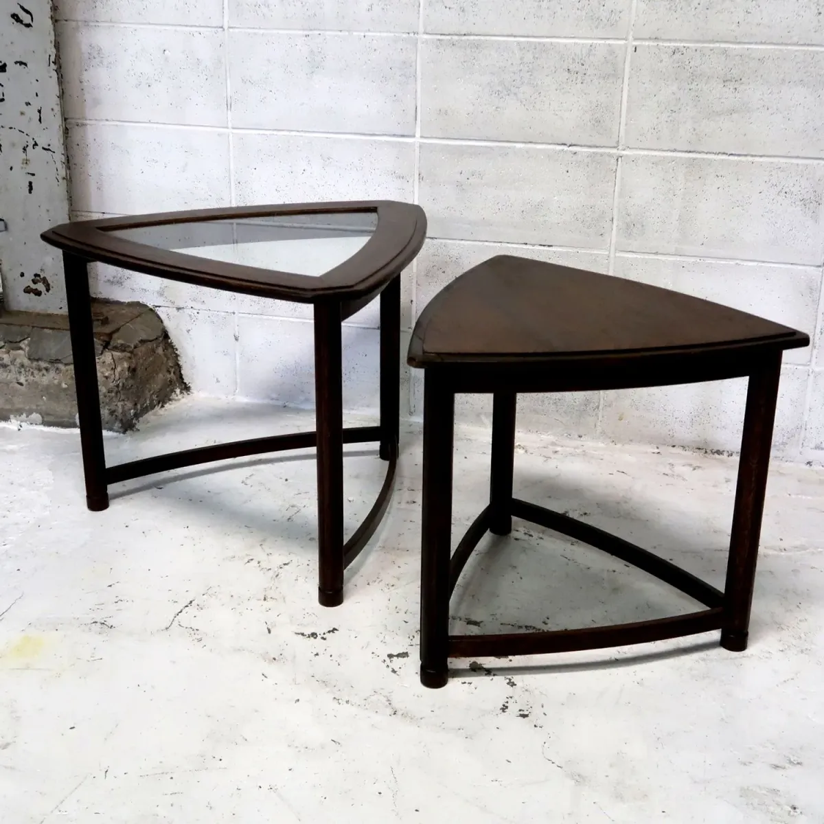 HERITAGE アンティーク ネストテーブル ガラストップ