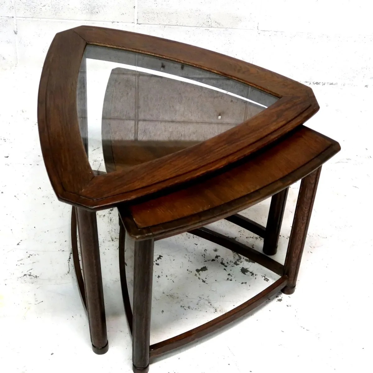 HERITAGE アンティーク ネストテーブル ガラストップ