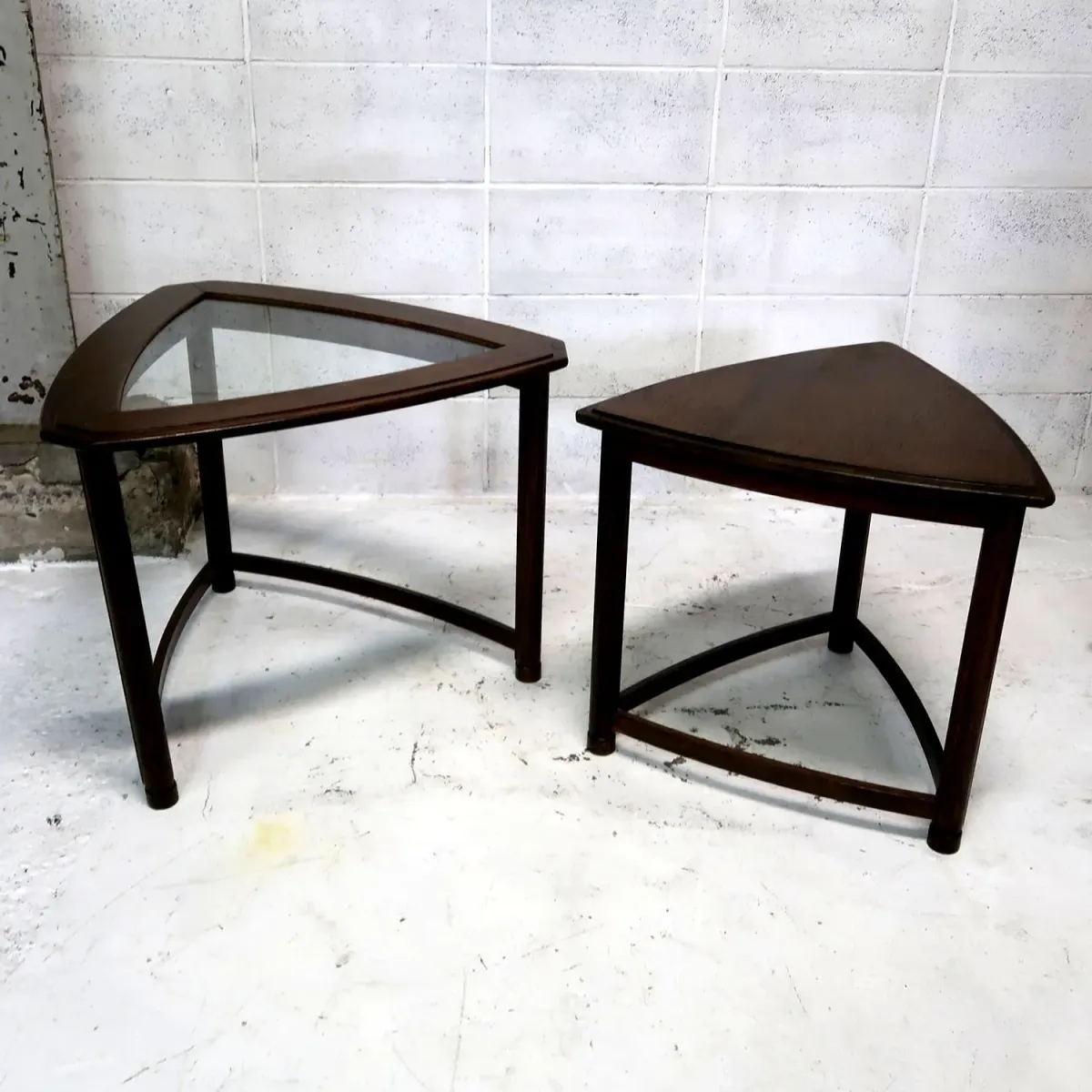 HERITAGE アンティーク ネストテーブル ガラストップ