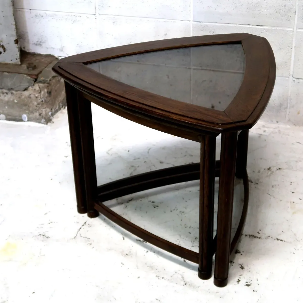 HERITAGE アンティーク ネストテーブル ガラストップ