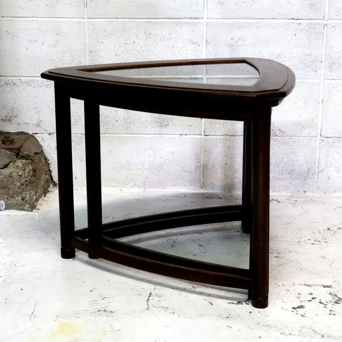 HERITAGE アンティーク ネストテーブル ガラストップ