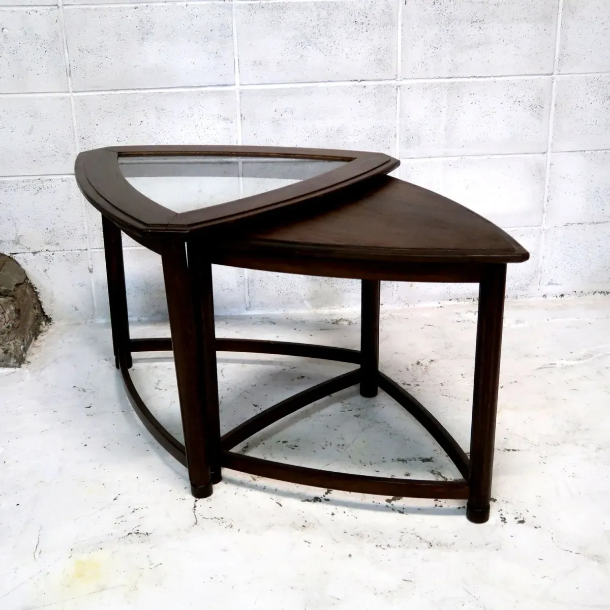 HERITAGE アンティーク ネストテーブル ガラストップ