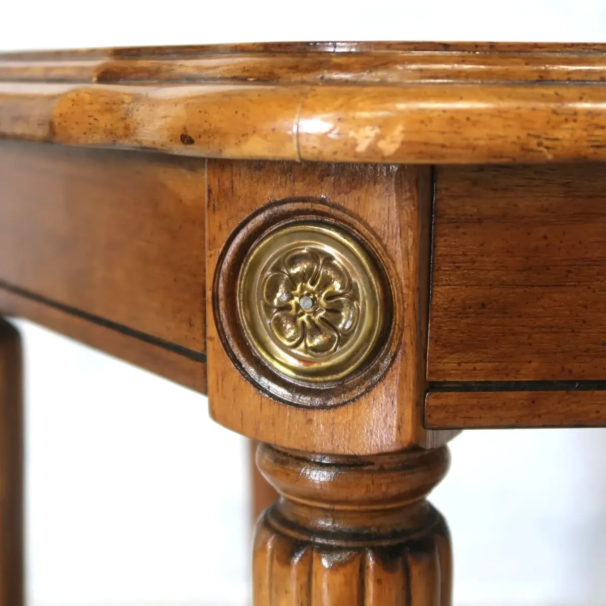 アンティーク ガラストップ サイドテーブル 六角形