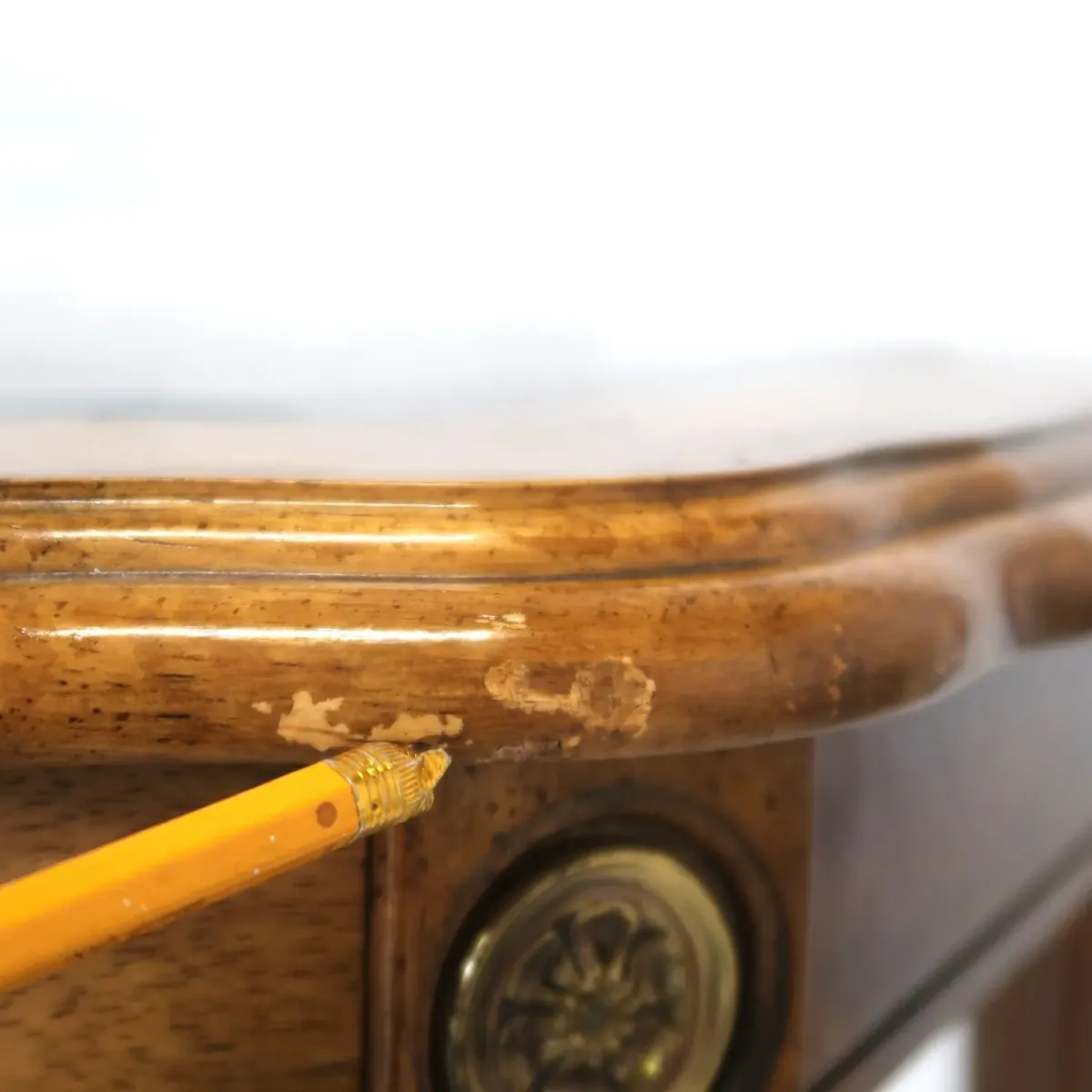 アンティーク ガラストップ サイドテーブル 六角形