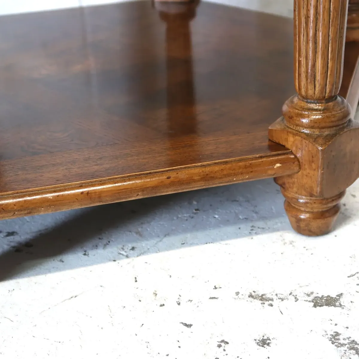 アンティーク ガラストップ サイドテーブル 六角形